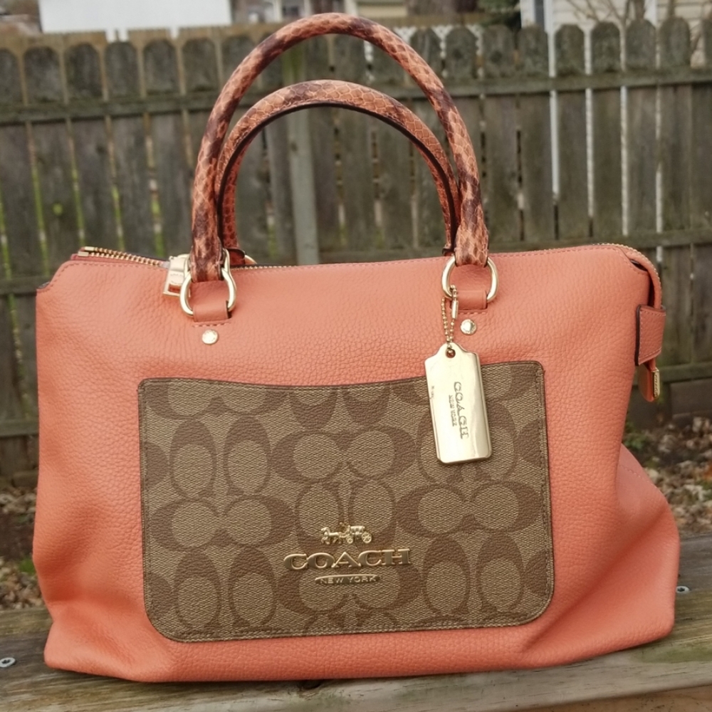 Coach emma satchel in coral